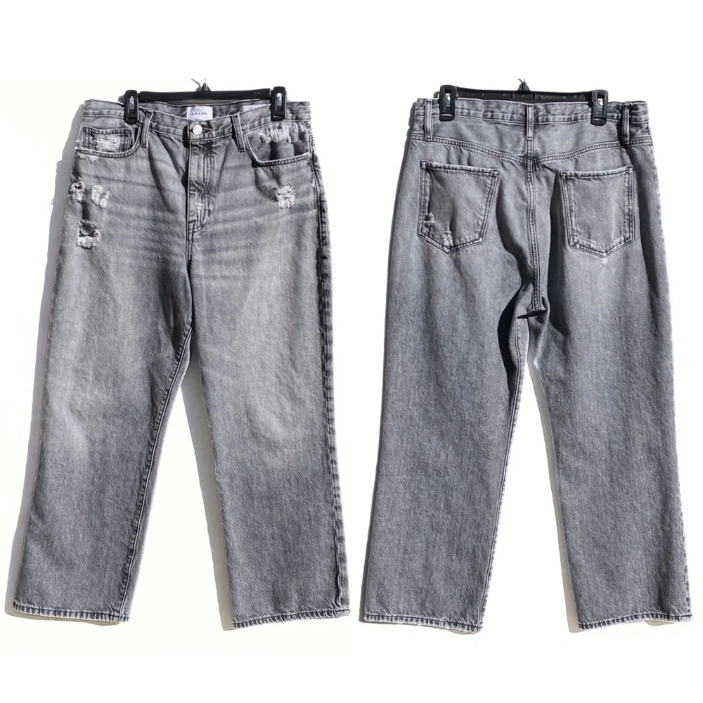 FRAME LE JANE CROP Women’s High Rise Cropped Distressed Jean Kallin Rips size 31 - Picture 11 of 11